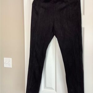 T Tahari Classic Black Faux Leather Straight Leg Trousers Size M